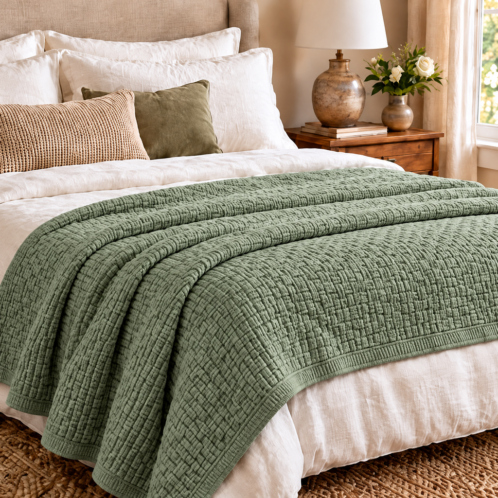 Marloweo™ Sage Basketweave Throw Blanket