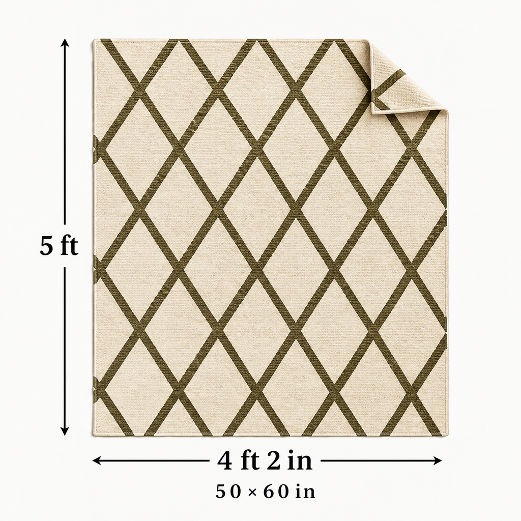 Marloweo™ Ivory & Olive Diamond Throw Blanket