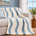 Marloweo™ Ivory & Blue Wave Throw Blanket