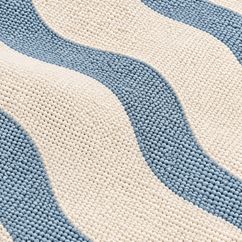 Marloweo™ Ivory & Blue Wave Throw Blanket