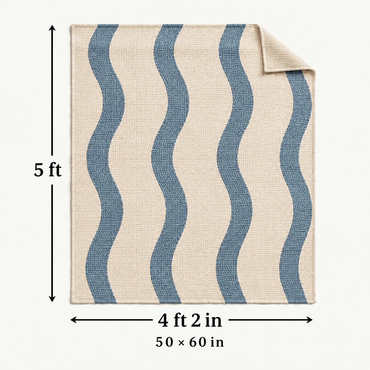 Marloweo™ Ivory & Blue Wave Throw Blanket