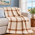 Marloweo™ Ivory & Camel Plaid Throw Blanket
