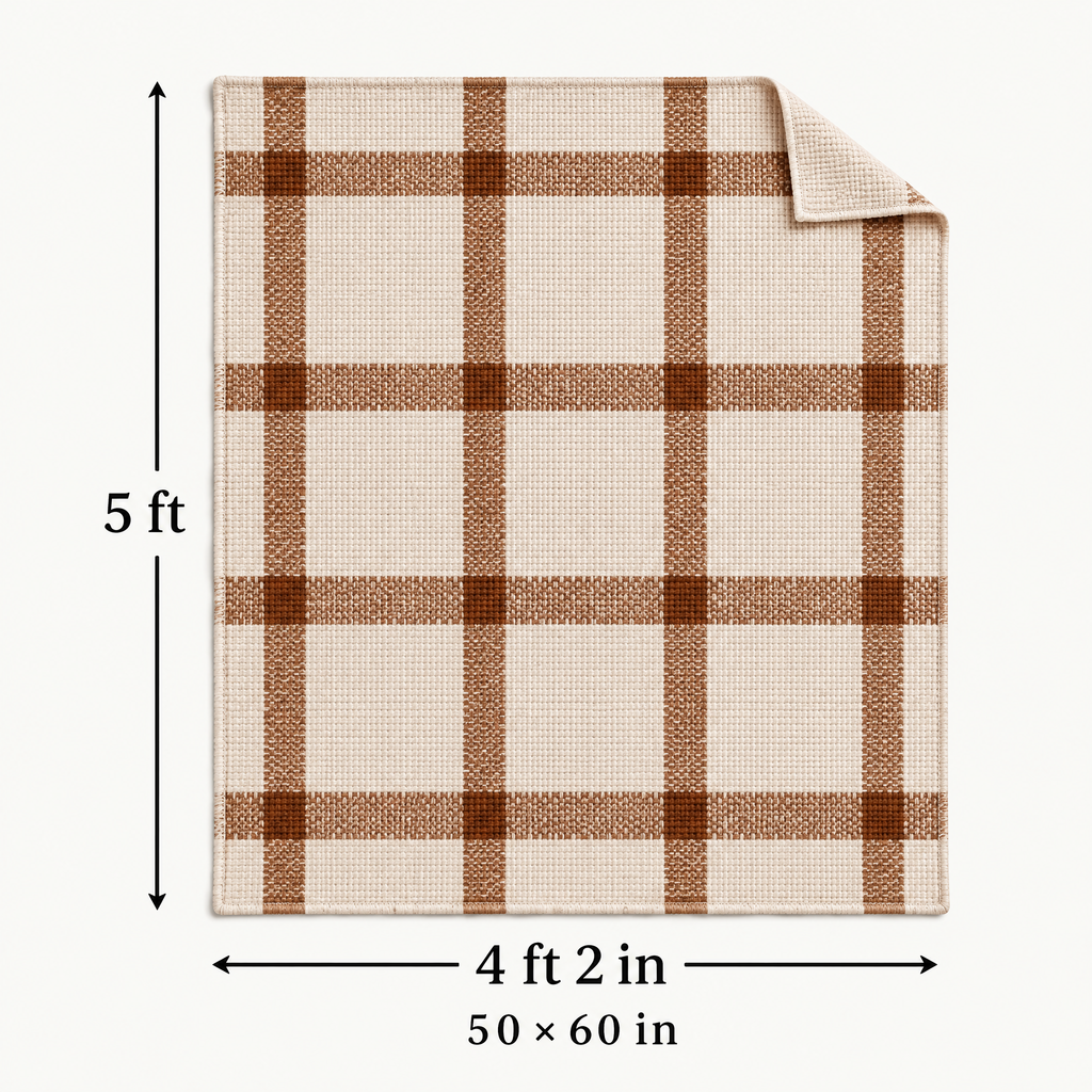 Marloweo™ Ivory & Camel Plaid Throw Blanket