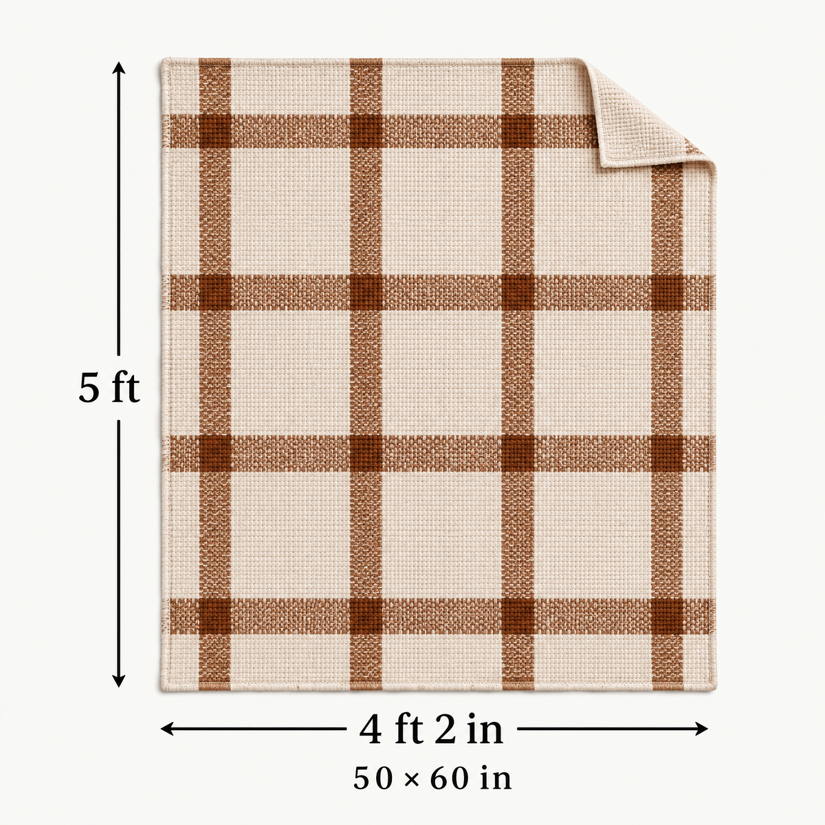 Marloweo™ Ivory & Camel Plaid Throw Blanket