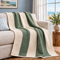 Marloweo™ Ivory & Sage Stripe Throw Blanket
