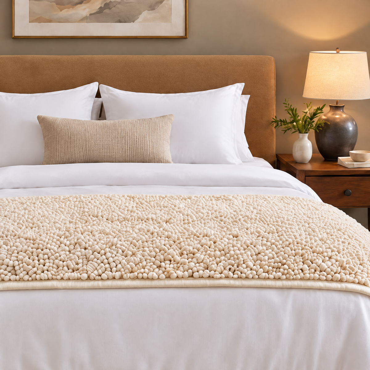 Marloweo™ Ivory Bouclé-Style Plush Throw Blanket