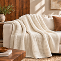 Marloweo™ Ivory Ribbed Throw Blanket