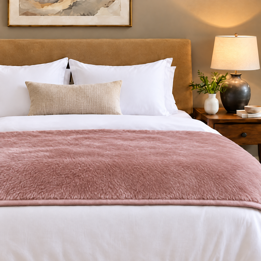 Marloweo™ Dusty Rose Faux Fur Throw Blanket