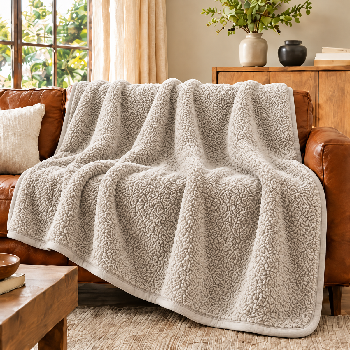 Marloweo™ Oatmeal Teddy Fleece Throw Blanket
