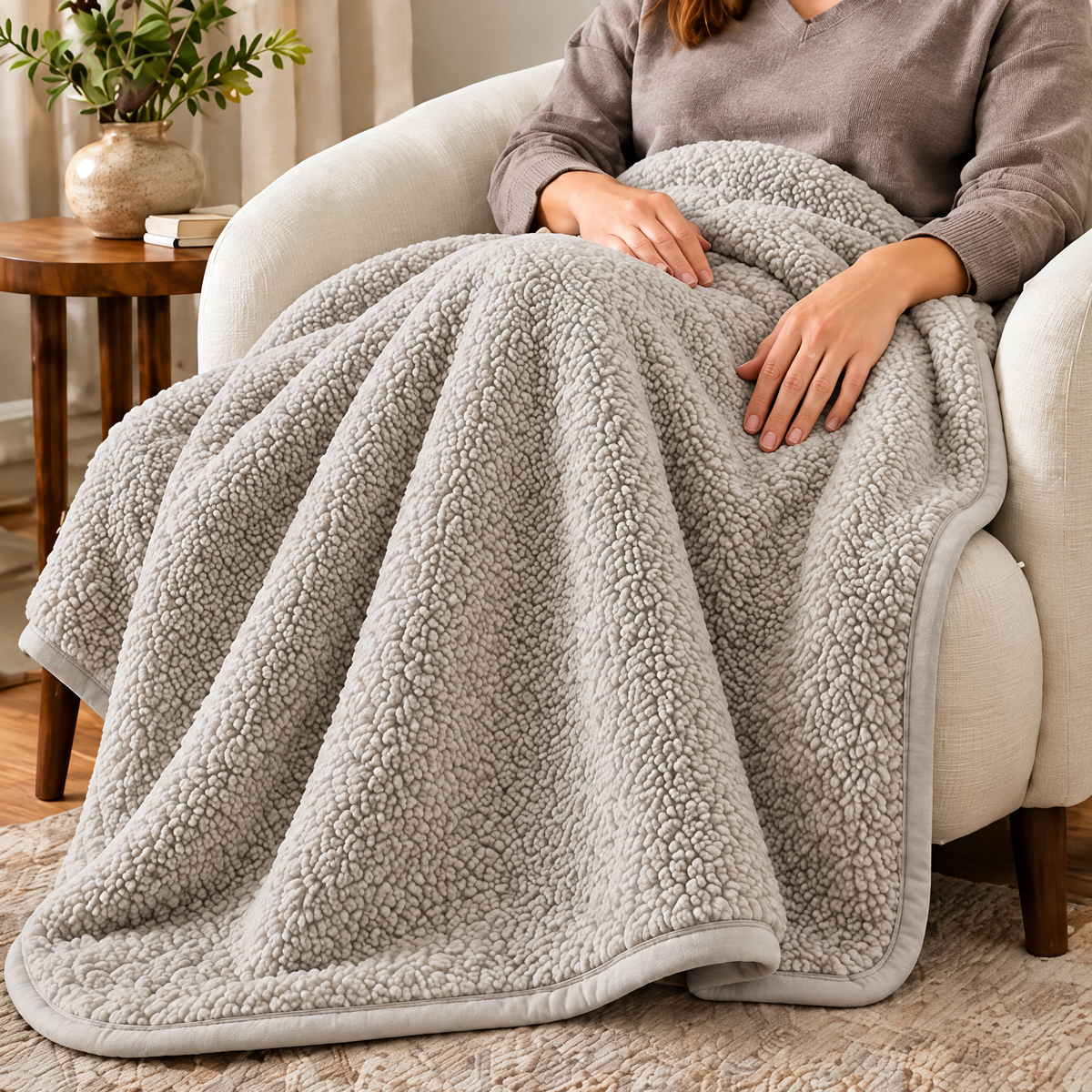 Marloweo™ Oatmeal Teddy Fleece Throw Blanket
